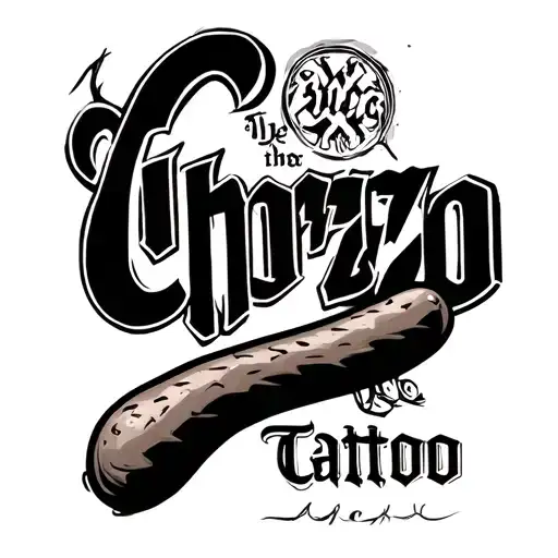 "Chorizo" old english, sausage tattoo design idea