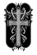 Cross with two scrolls at the top and two at the bottom Have name on top part of each scroll and birth-death dates unde tattoo design idea