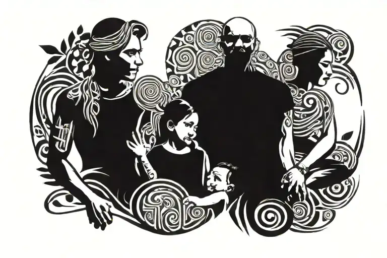 Family portrait tattoo design idea