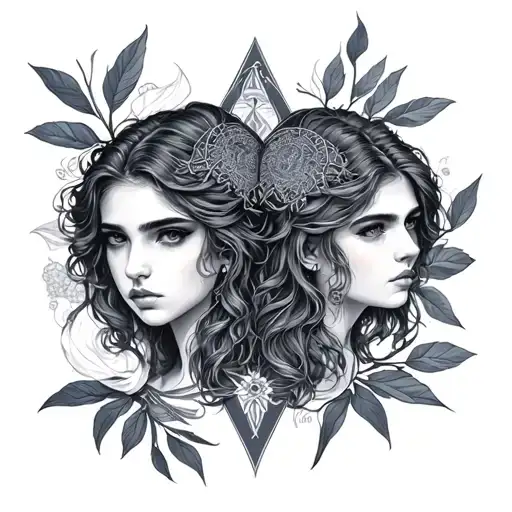 twins and libra tattoo design idea