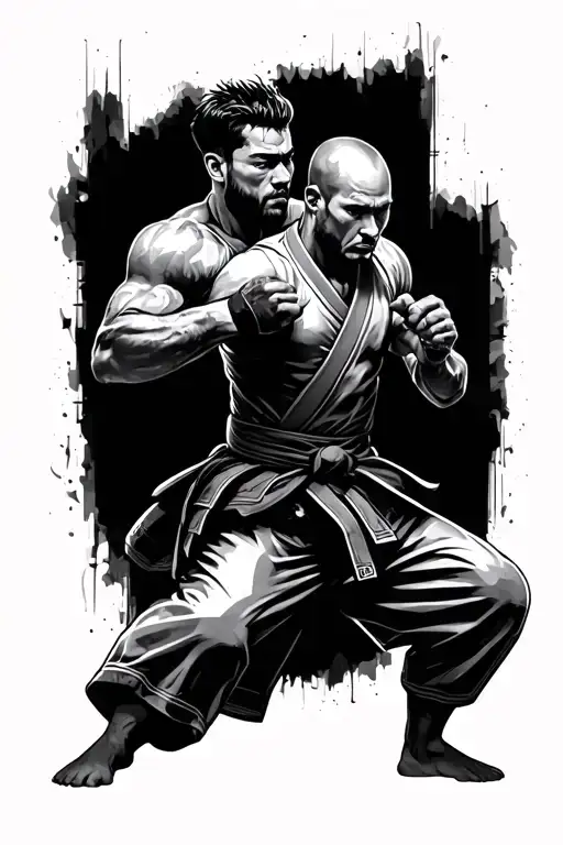 martial arts with a fusion of german culture tattoo design idea