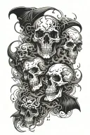 Witchy, animal skulls representing dark periods tattoo design idea