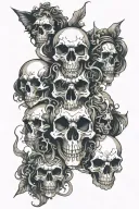 Witchy, animal skulls representing dark periods tattoo design idea