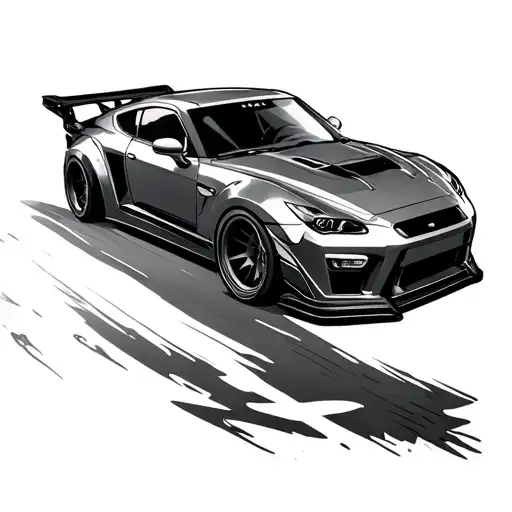 drifting car tattoo design idea