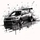 drifting car tattoo design idea