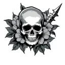 dagger skull flower tattoo design idea