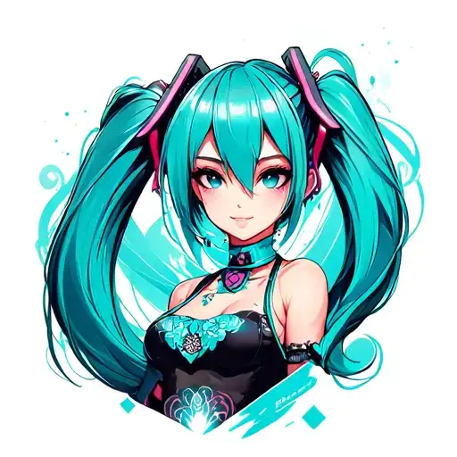 аниме девушка Hatsune Miku design on arm tattoo design idea