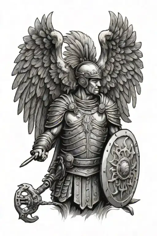 romans soldier and eagle Colosseum tattoo design idea