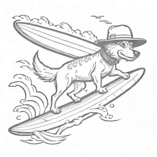 dog with hat surfing cartoon version inspired tattoo design idea