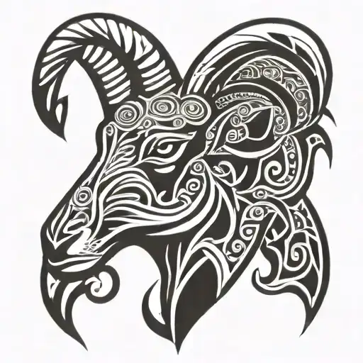water goat head tattoo design idea