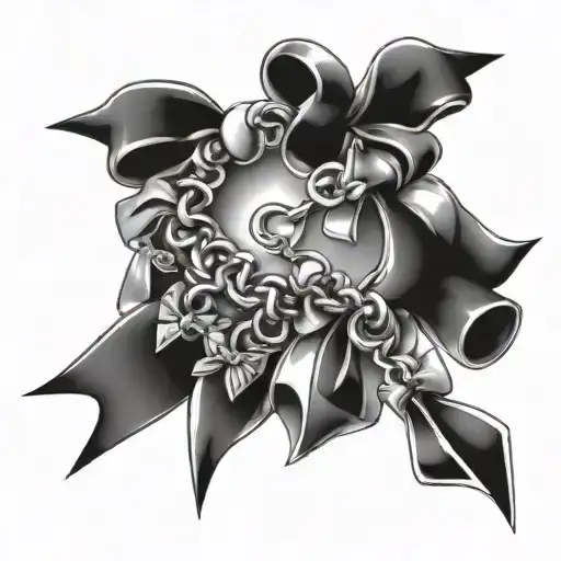 charm bracelet with lots of different bows on ankle tattoo design idea