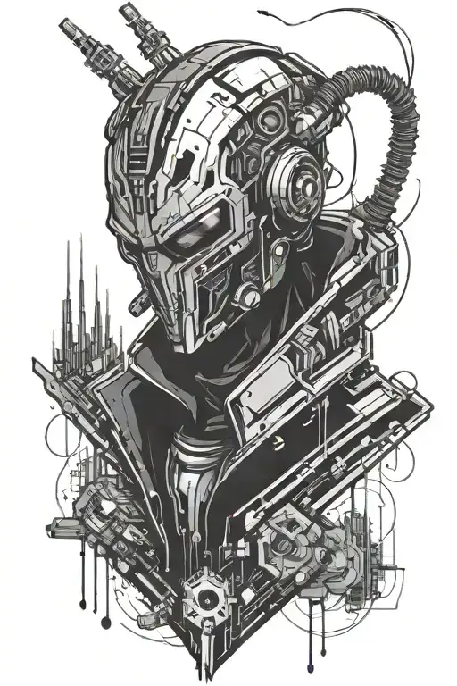cyberwar hacker cyber punk tattoo design idea