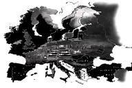 old battle ship and a map of Europe next to it  tattoo design idea