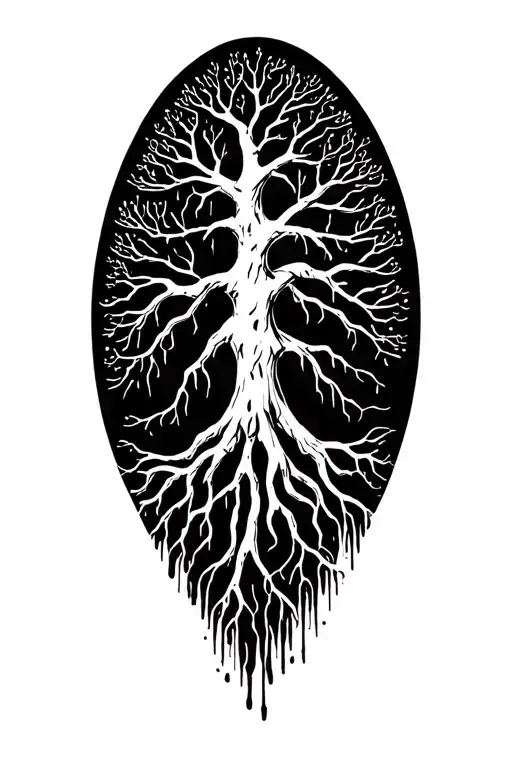 nordic tree roots spreading tattoo design idea