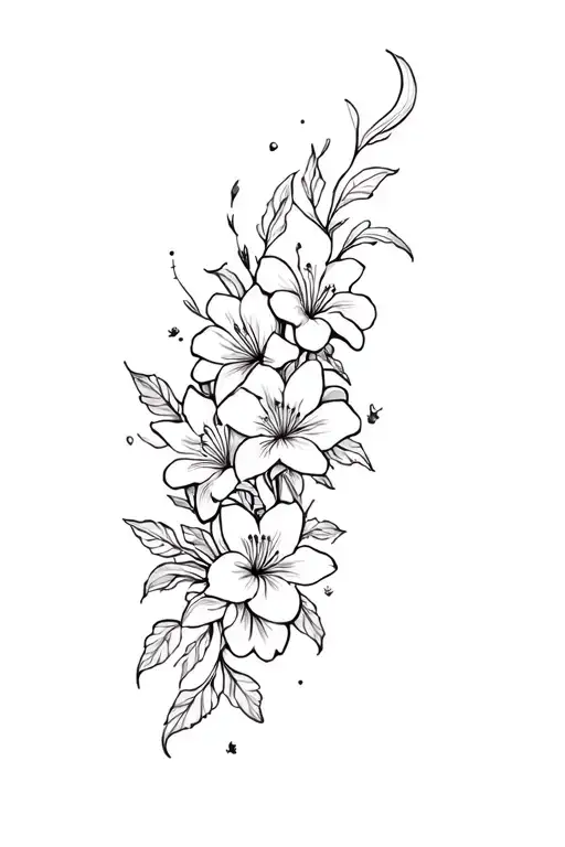 upper arm flower sleeve tattoo with little roses and lilies tattoo design idea