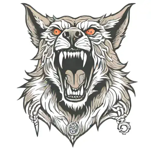 werewolf howling tattoo design idea