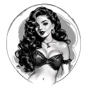 Black Pin Up Girl tattoo design idea