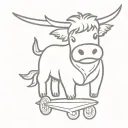 2D Highland Cow Teddy In Paper aeroplane flying tattoo design idea