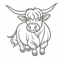 2D Highland Cow Teddy In Paper aeroplane flying tattoo design idea
