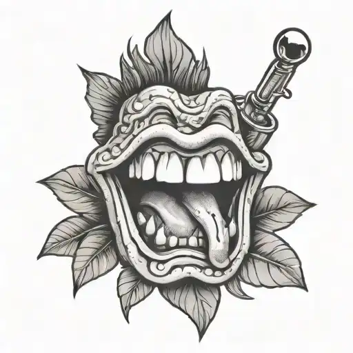 rolling stones tongue with eyes on top  tattoo design idea