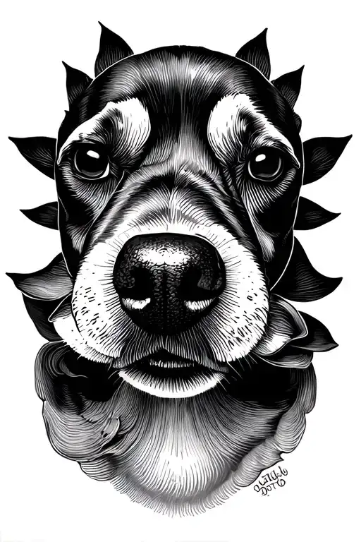 dog nose print lotus flower tattoo design idea