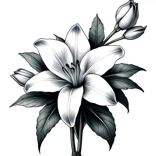 lillies daffodils and rosebuds tattoo design idea