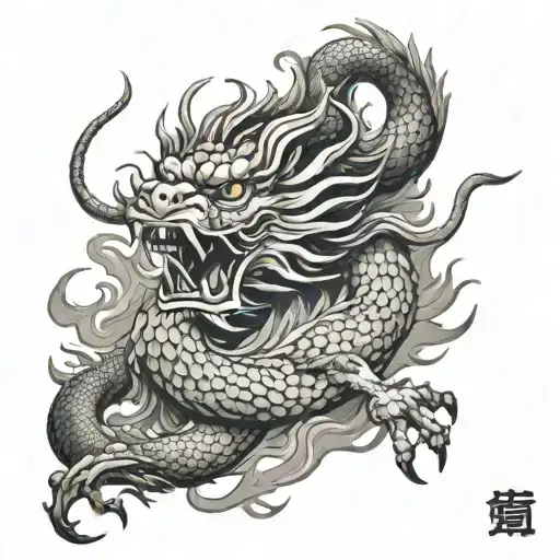 Chinese dragon with lion head tattoo design idea