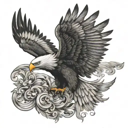 flying eagle wings tattoo design idea