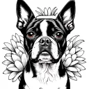 chrysanthemum boston terrier tattoo design idea