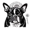 chrysanthemum boston terrier tattoo design idea