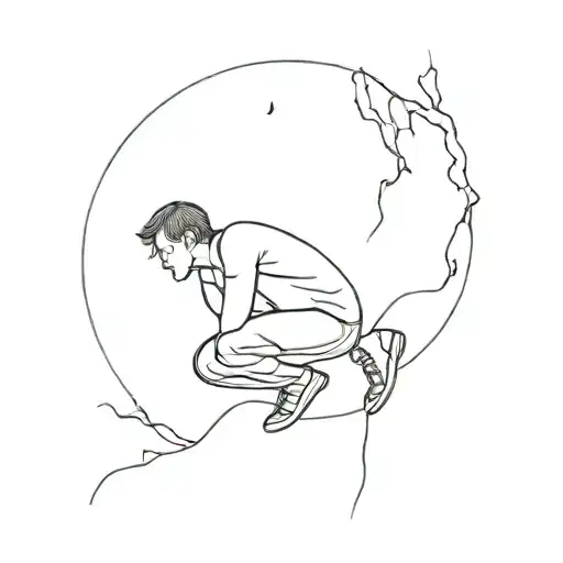 Sad man falling from a height tattoo design idea