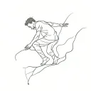 Sad man falling from a height tattoo design idea