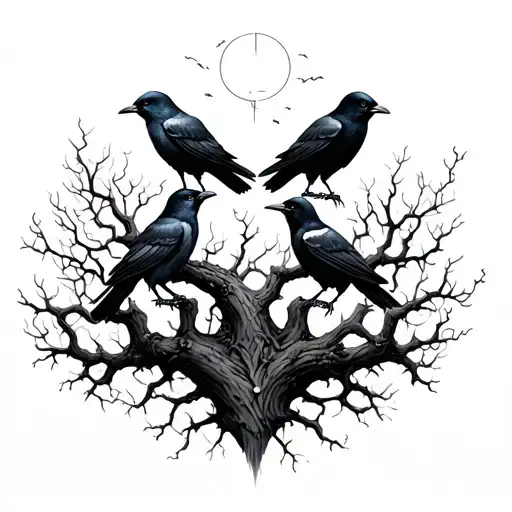 poison tree for me with crows tattoo design idea