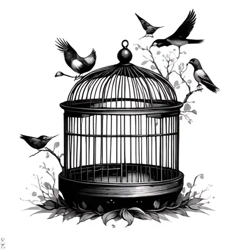 Bird Cage tattoo design idea