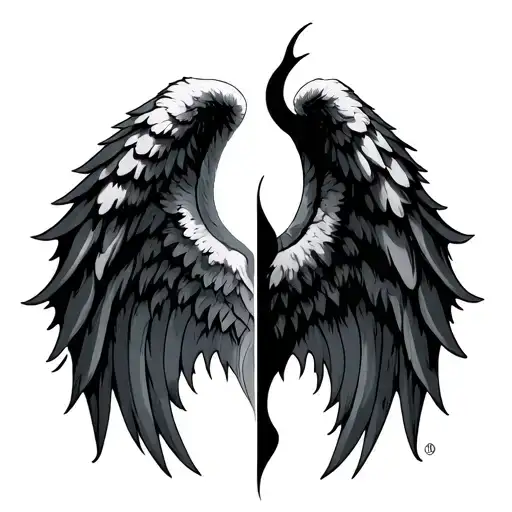 half angel wing half devil wing tattoo tattoo design idea