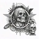 give me the tattoo design for my chest tattoo,the tattoo design is background binary and hacker musk and glock shot gum tattoo design idea