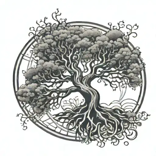 tree of life peace sign tattoo design idea