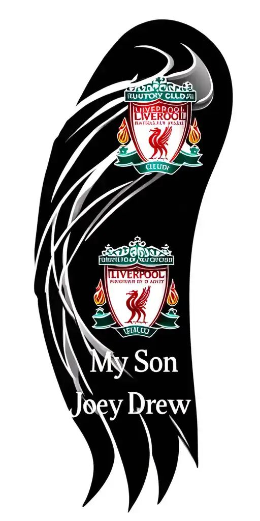 Liverpool football club badge intertwined, My son Joey Drew, 28/11/20 tattoo design idea