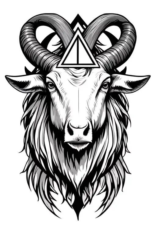 Cabra with horns and illuminati triangle tattoo design idea