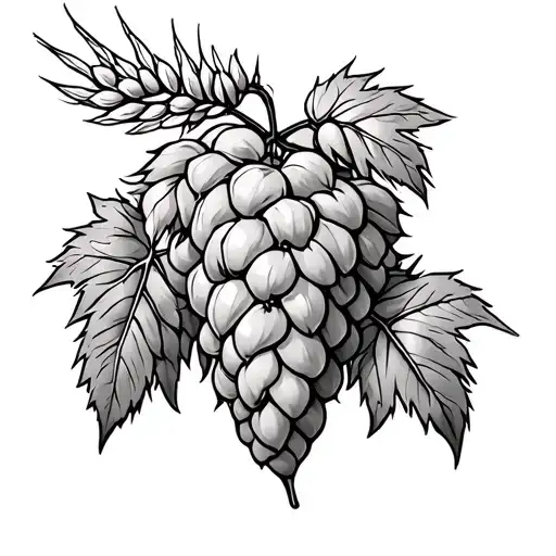 hops vines with barley tattoo design idea