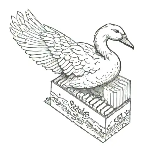 Make me a image of a Pack of cigarettes with a goose on the pack, at the bottom of the pack of cigarettes put 1936-2019  tattoo design idea