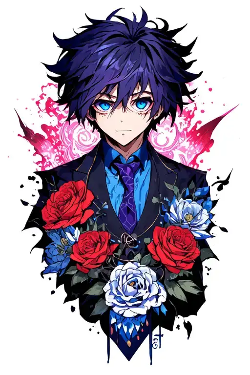 blue exorcist anime tattoo design idea
