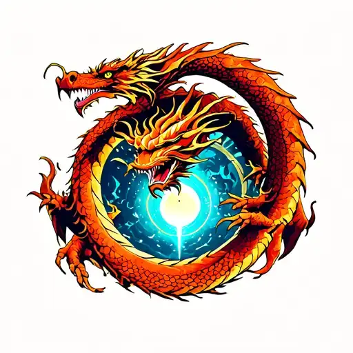 dragon encircling magic portal tattoo design idea
