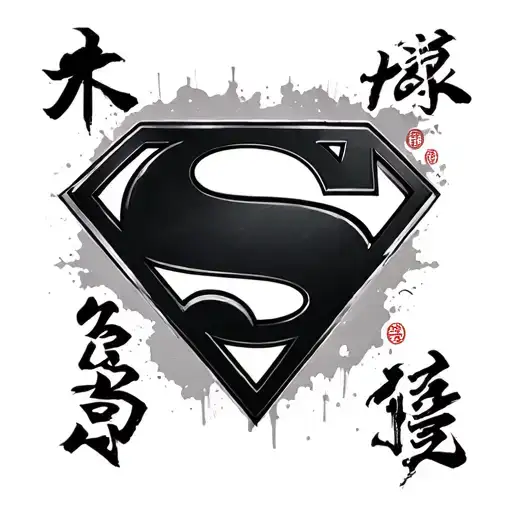 Filler Superman logo incorporated with Japanese Kanji tattoo design idea