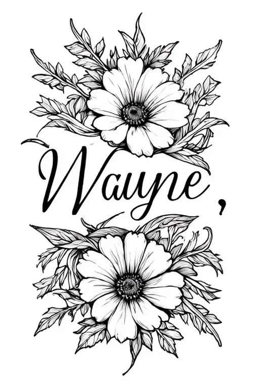 "Wayne " "Wayne " flower intertwined tattoo design idea