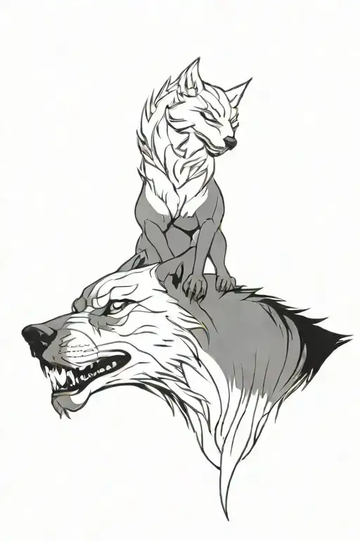 demon wolf tattoo design idea