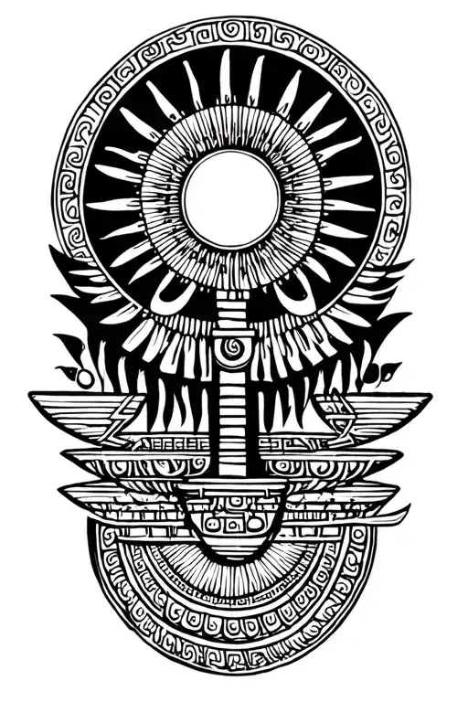 Libra symbol in Mayan sun tattoo design idea