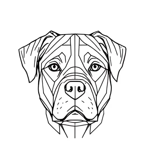 geometric rottweiler face inside tattoo design idea