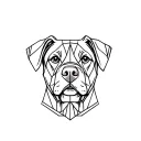 geometric rottweiler face inside tattoo design idea