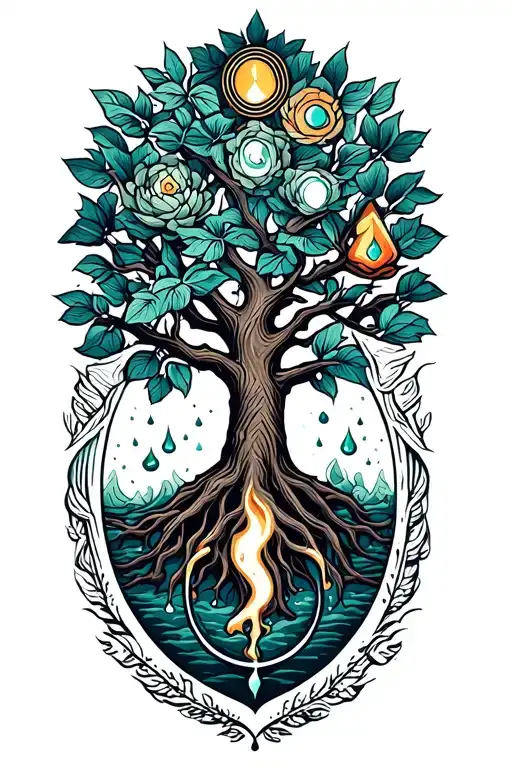 four elements tree of life  tattoo design idea